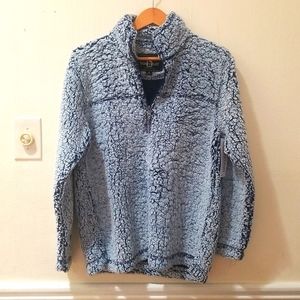 Boxercraft Teddy Sherpa quarter zip pullover sweater small Blue